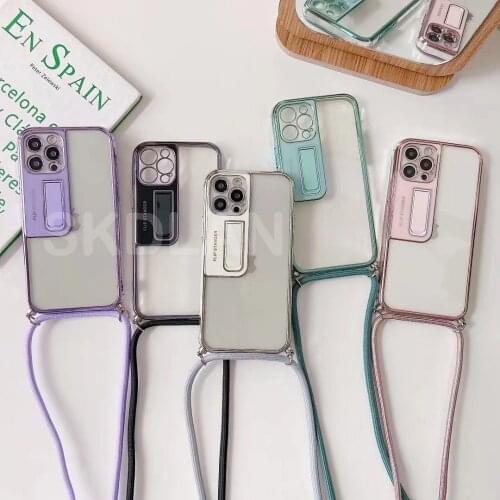 Strap Cord Chain Necklace Lanyard Case for iphone 12 11 Pro max 7 8 Plus xs xr Camera Lens Protection Metal Holder phone cover