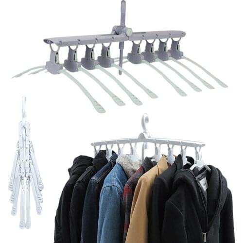 Home Multifunction Retractable Clothes Hanger Rack Drying Kitchen Bathroom 360 Degree Rotating Folding Hanger Racks Tool