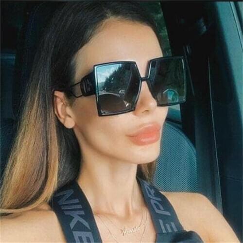 2020 Fashionable Luxury Designer Oversized Square Sunglasses Women Men Black Gradient Shades Street wear oculos retro feminino