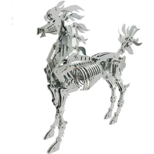 DIY Assembled Mental Model Kit 3D Stainless Steel Assembled Detachable Model Ornaments Best Gift - Big Horse