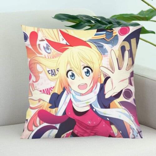 Nisekoi Pillow Cover Bedroom Home Office Decorative Pillowcase Square Zipper Pillow Cases Satin Soft
