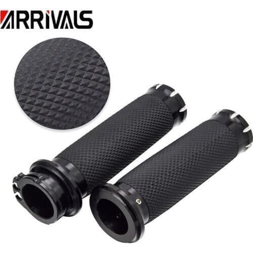 New Rubber Motorcycle Handlebar Hand Grip 1'' 25mm Handle bar Grips For Harley Sportster 883 1200 Touring Dyna Softail Custom
