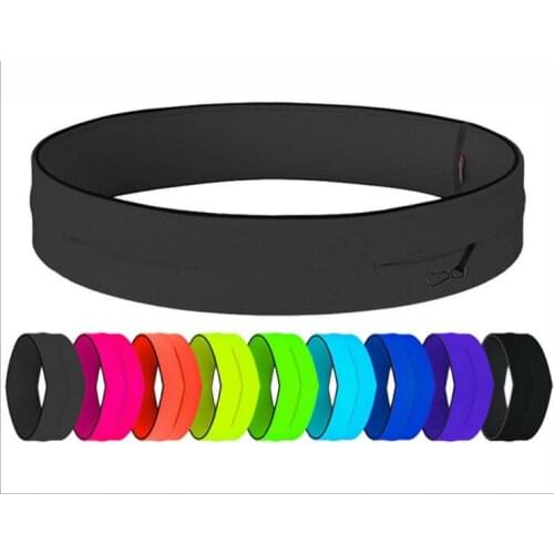 Whole sale 100pcs/lot Unisex Elasticated Running Yoga Waist Belt Bag Zip Pouch for Keys Cell Money 9 colors 4 sizes S M L XL