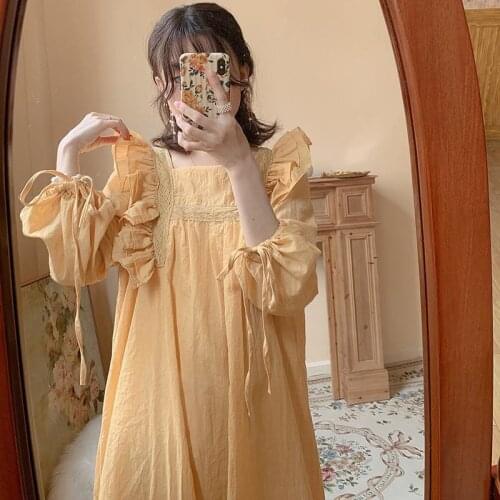 Hstar Autumn Fairy Kawaii Women Long Sleeve Yellow Elegant Party Midi Dress Female Casual Korean High Waist Designer Dress