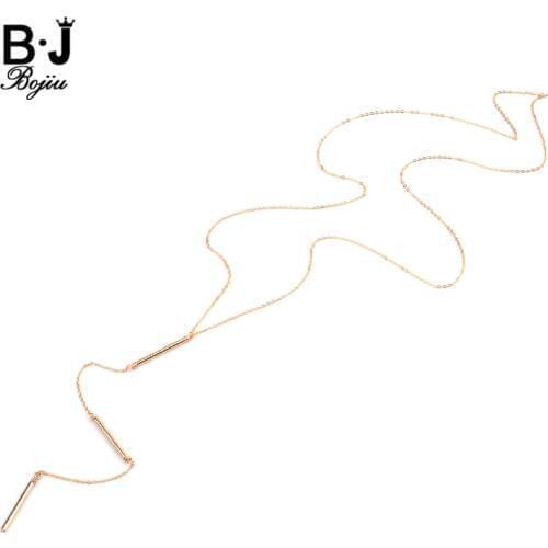 Bohemian Long Copper Tube Pendant Necklaces For Women Adjustable Gold Color Link Chain Necklace Lady Jewelry Dropshipping NKS240