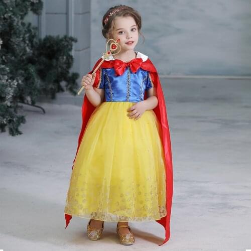 Snow White Dress for Girls Princess Dress Up Elsa Anna Dress Kids Halloween Costume 4-10Y Children Cosplay Dresses New Year