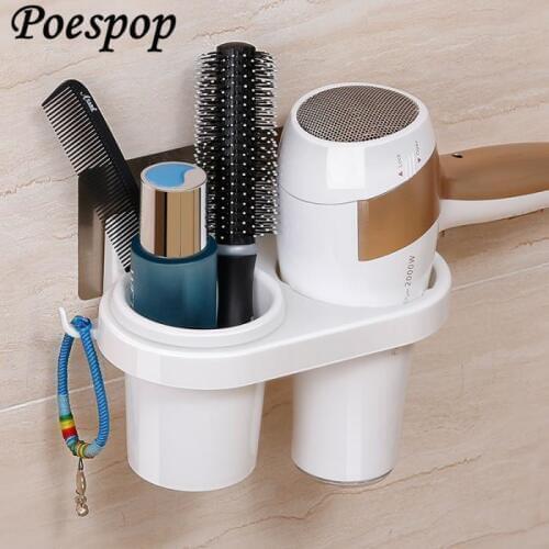 POSEPOP Wall Mounted Storage Rack Sucker Bathroom Rack Suction cup Hair dryer Holder Bathroom Hair dryer Wall Holder Shelf