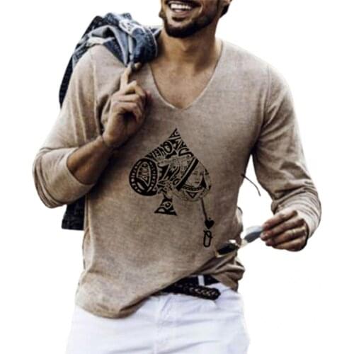 Pullover Stylish Elastic V Neck Casual Top Casual Top Poker Card Print for Spring