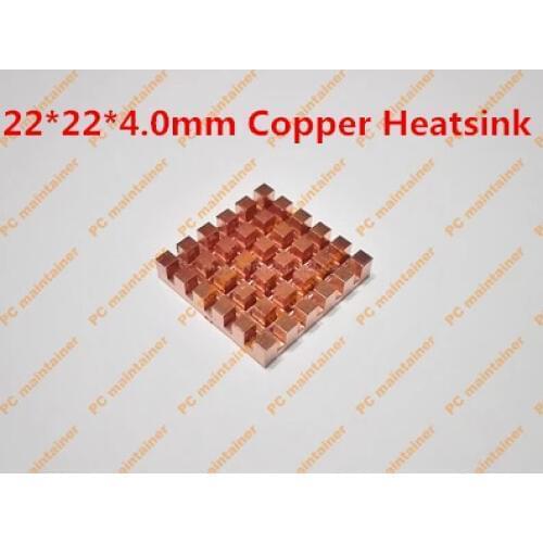 Free Ship Pure Copper Fin Groove Video Card MOS Radiator Router fiber optic modem Notebook radiator 22*22*4.0mm Copper Heatsink