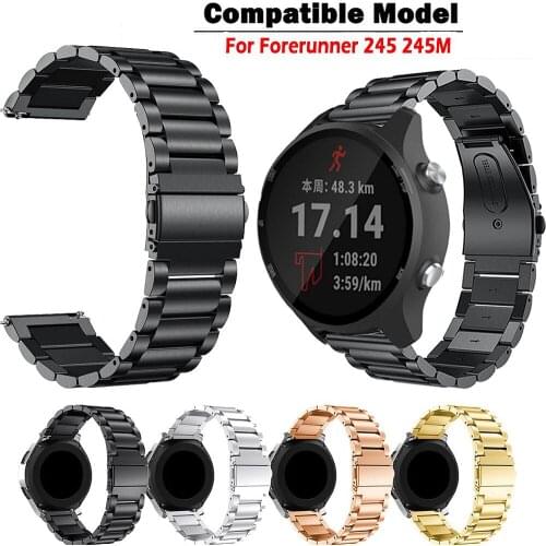 20MM Wrist Straps For Garmin Forerunner 245 245M 645/Vivoactive 3 Music/Vivomove HR Smart Watch Bracelet Stainless Steel Bands