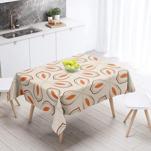 Retro Abstract Artwork Beige Doodle Fashion Table Cloth