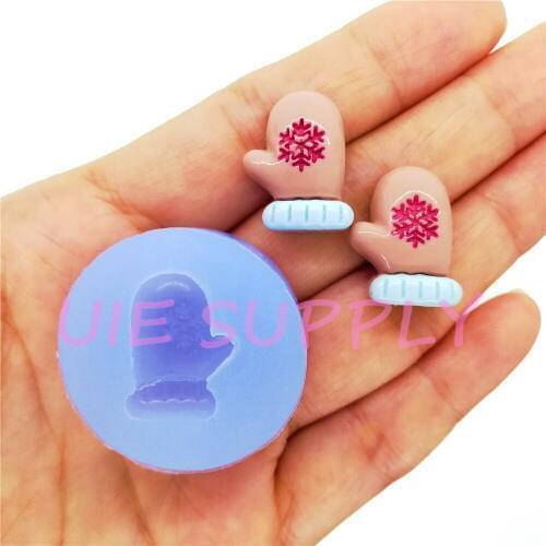 FYL716U Christmas Gloves Silicone Mold Cupcake Decorating Fondant Candy Resin Miniaturesweets Jewelry Earrings 18.5mm X 14.5mm