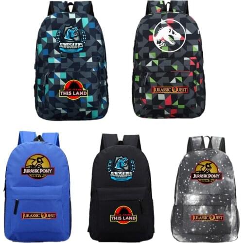 Jurassic Park Jurassic World Cartoon Backpack Student Bookbag Rucksack School Bag Men Laptop Shoulders Bag Casual Travel Bags