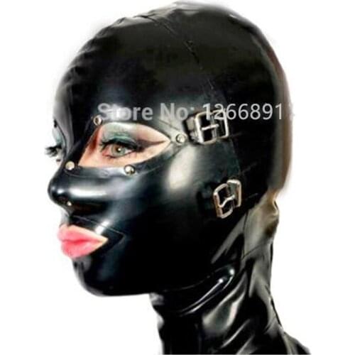 Hot sexy lingerie design sexy products handmade customize size female women Latex Mask Hoods back zipper Fetish (no mouth plug)