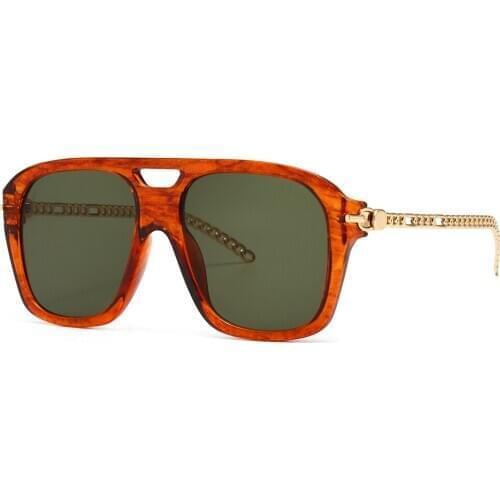 Veshion Big Frame Sunglasses Women Square Chain Gold Ladies Fashion Sun Glasses for Men Brown Green Uv400 2021 Summer