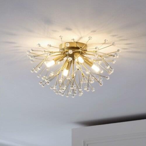 Modern Copper Cryst Dandelion Pendant Light Living Room Decor Bedroom Chandelier LED Suspension Lamps PA0726-B
