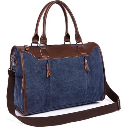 Young and middle-aged womens bag high-quality canvas shopping handbag 15.6 inch computer bag retro solid color travel bag