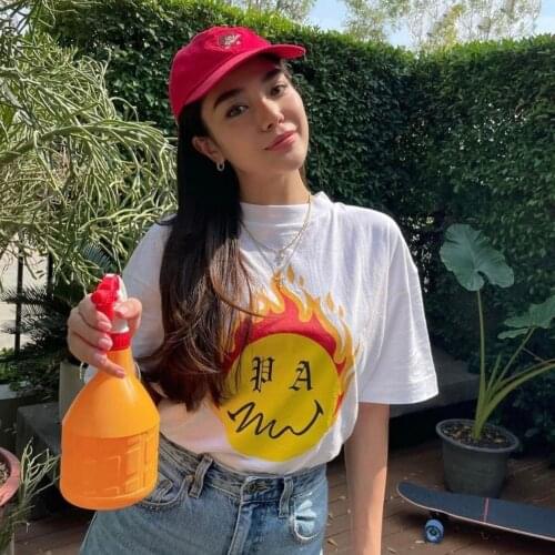 Palm Angels burning flame short-sleeved PA letter printing loose T-shirt for men and women