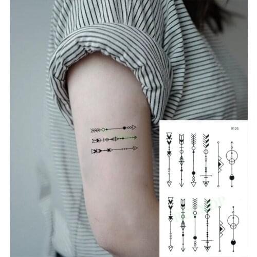 Waterproof Temporary Tattoo Sticker Arrow Geometric Circle Element Flash Tatoo Fake Tattoos for Men Women