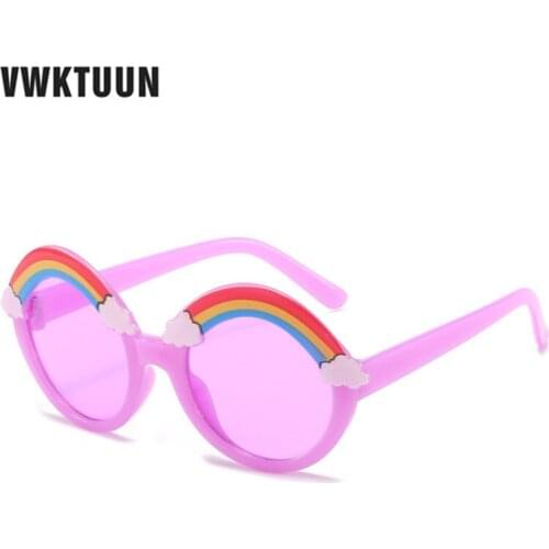 VWKTUUN Sunglasses Boys Girls Vintage Round Sun Glasses For Child Party Glasses Colorful Rainbow UV400 Children Eyewear