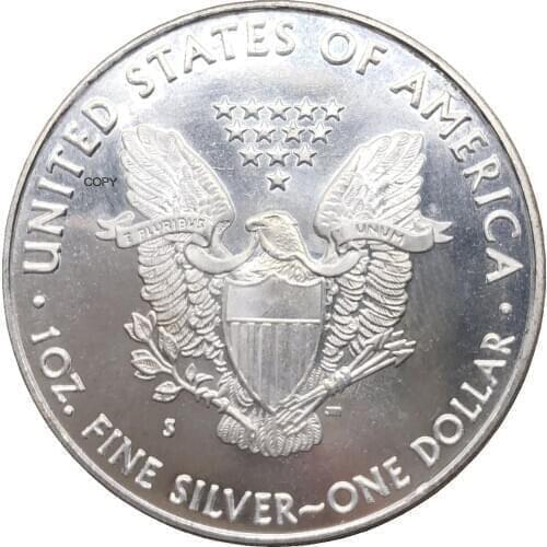 United States 1 Dollar American Silver Eagle Bullion Coin 1988 1988 S Plated Silver Commemorative Coin Copy coin