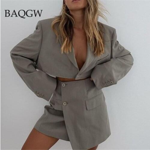 Office Lady Fashion Matching Set Blazer and Skirts Women England Style Long Sleeve Autum Blazer Feminino Femme Two Piece Set