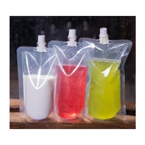 100pcs 100ml-500ml Stand up Packaging Bags Drink Spout Storage Pouch for Beverage Drinks Liquid Juice Milk Coffee ect