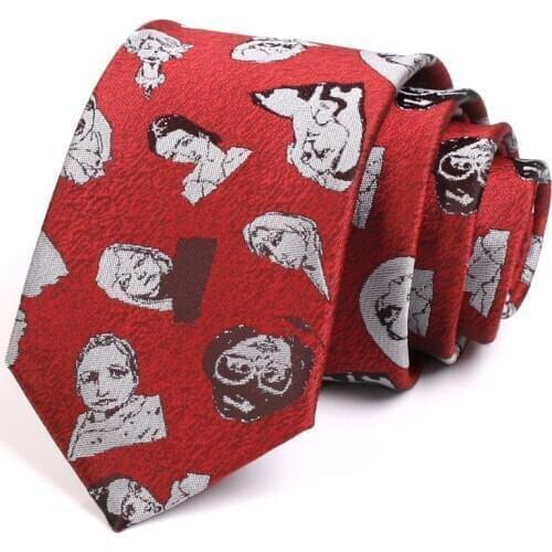 2020 Brand New Fashion Casual Neck Tie High Quality Head Portrait Print 7CM Tie For Men Business Work Necktie Red Tie Gift Box