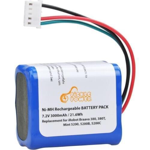 3000mAh Vacuum Cleaner Battery for iRobot Braava 380, 380T, Mint 5200, 5200B, 5200C Floor Mopping Robots