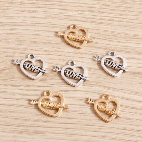 30pcs 19*14mm Cute Carve Love Heart Charms for Making Pendants Necklace Drop Earrings DIY Handmade Jewelry Findings Accessories