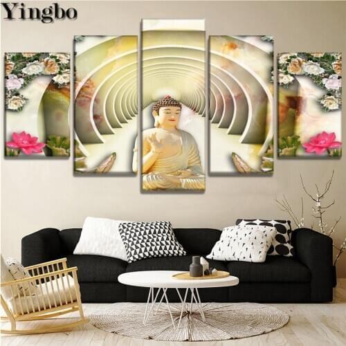 5 Pieces Flower And Buddha diamond painting cross stitch daimond embroidery full square round 5d diamond mosaic decor home art