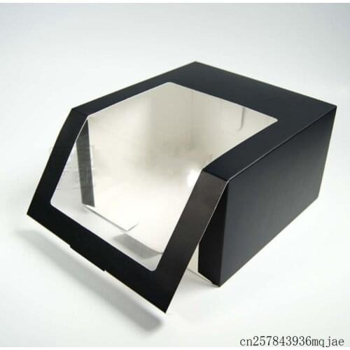 50 Pcs Cardboard Paper Boxes Black Paper Folding Box Hats Packing Boxes Party Gift Box with PVC Window