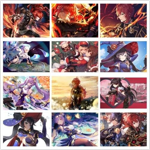 5d Diy Diamond Painting Genshin Impact Anime Girl Series Poster Square Diamond Embroidery Rhinestone Mosaic Home Decoration