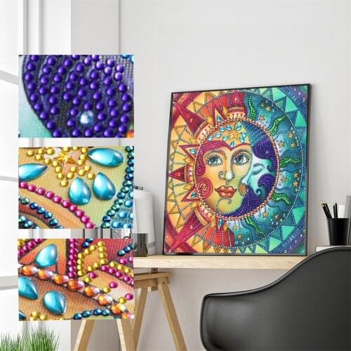 5D DIY Special Shaped Diamond Painting Sun God Cross Stitch Mosaic Craft Kit Embroidery Cross Stitch 5D Rhinestone Decoration
