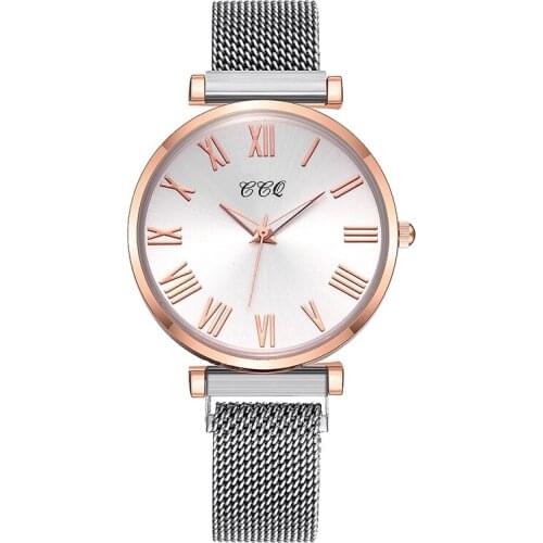 7 Colors Women Stainless Steel Mesh Belt Watches Magnetic Buckle Rhinestone Watch Ladies Quartz Leisure Bracelet Wristwatch