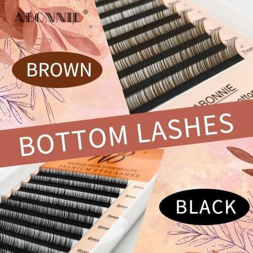 Abonnie Bottom Lashes Matte Black Dark Brown Mink Lashes Tray Lower Eyelashes Extension Mixed Lashes Tray All Size Cilios