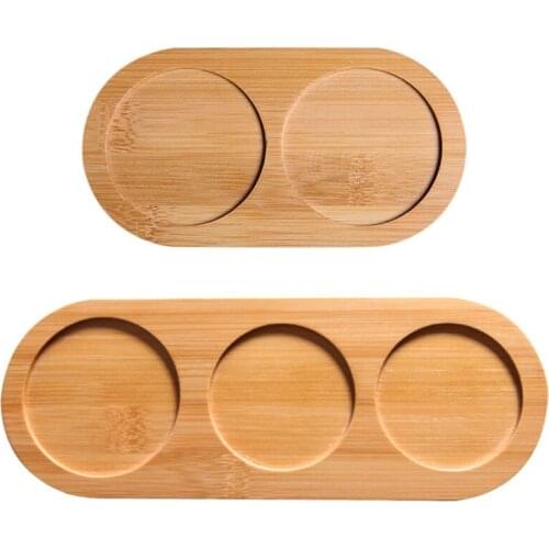 Oval Shape Bamboo Tea Tray Wood Salt And Pepper Bottle Plant Tray Mini Plant Flower Pot Stand Succulent Pot Tray Home Decor