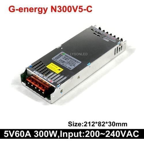 G-energy N300V5-C Slim 5V 60A 300W LED Display Power Supply 230VAC Input Voltage