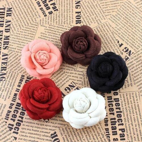 Handmade Fabric Camellia Flower Brooch Pin Badge Unisex Wedding Party Costume Jewelry Clothes Accessories Big Brooches for Women