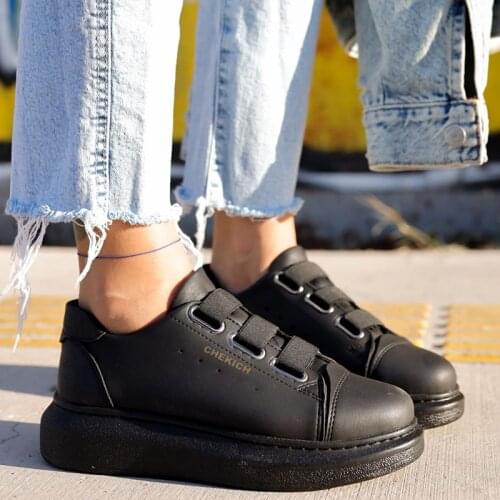 Chekich Womens & Mens Shoes Black Non Leather Elastic Band 2021 Spring and Fall Seasons New Fashion Casual Breathable Sneakers Comfortable Solid Sole Office Fashion Wedding Walking Lightweight Unisex CH253 Women V5