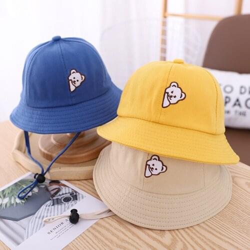 Cartoon Bears Kids Sun Hat Summer Baby Boys Girls Bucket Hat Soft Cotton Children Toddler Beach Fisherman Sun Hat