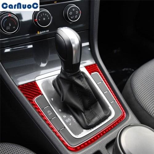For VW Golf 7 GTI MK7 2013-2017 Car Gear Frame Panel Red Trim Decal Carbon Fiber Sticker Styling Accessories