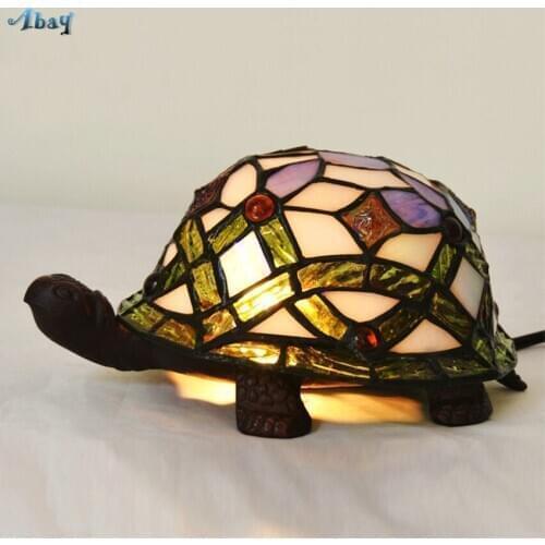 European Handmade Turtle Night Lights Childrens Bedroom Plug-in Energy-saving Table Lamp Bedside Glass Color Lamp Feeding Lamp