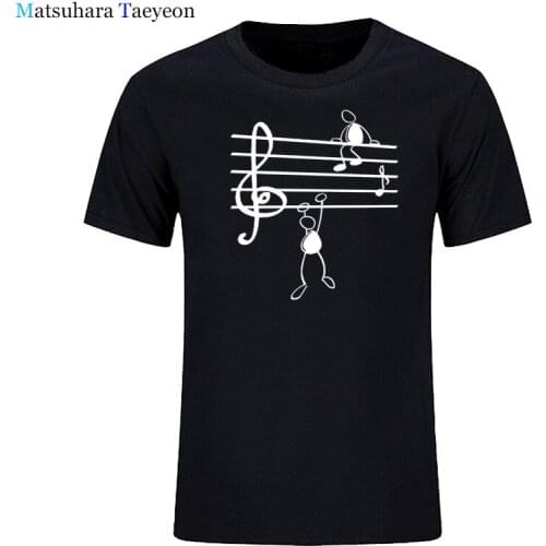 Music Notes Funny Print T-shirt Men Summer Style Cotton Short Sleeve O-Neck T Shirt Funny Tee Mans Top Clothing