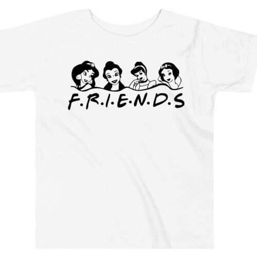 Princess Friends T Shirt Belle Ariel Princess T-Shirt Magic Kingdom Tees Kawaii Casual Tops for Girls and Boys Kids Clothes