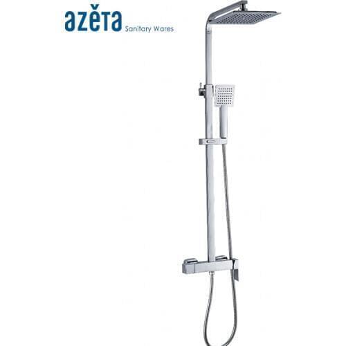Azeta Chrome Plated Rainfall Shower Set Bathroom Wall Mounted Shower System Single Handle Shower Faucet Set AT6618