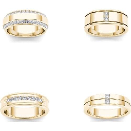 Fashion Minimalism Golden Rings Inlay White Small Zircon Size 6-12 Men Women Charm Fine Wedding Engagement Jewelry Party Gifts