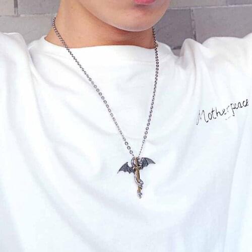Mens necklaces Wings sword pendants stainless steel hip hop necklace jewelry on the neck gifts for male Accessories wholesale