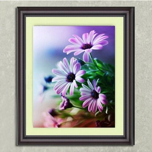 Diy Diamond Painting Kit Purple Chrysanthemum 3D Square Diamond Embroidery Pasted Full Cross Stitch Craft Needlework Flower