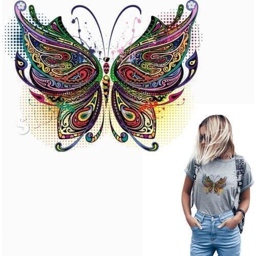 Butterfly Parches Decorations For Clothes Washable DIY A Level Stickers For T-Shirts Thermal Transfer Patches For Woman